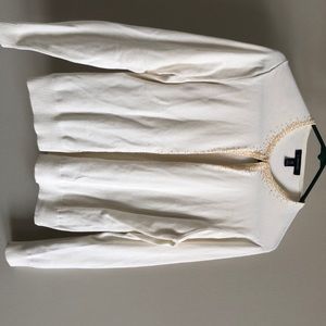 Off white cardigan with gold bead detail